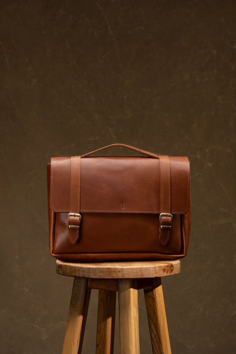Full grain leather laptop and work bag