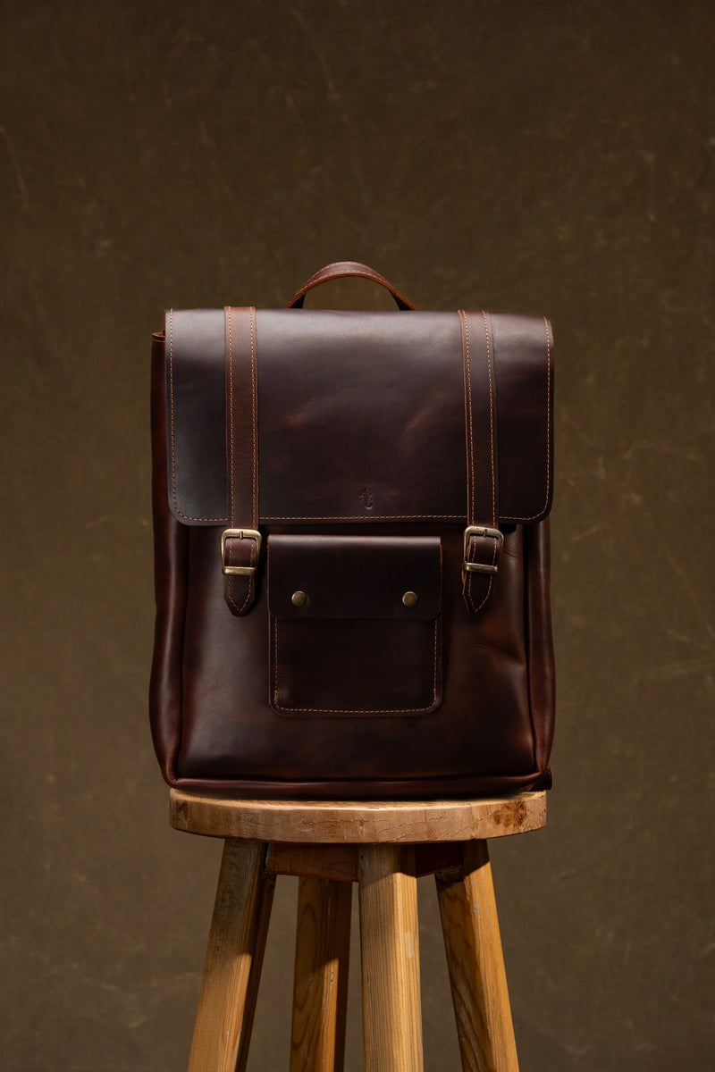 Full grain leather backpack