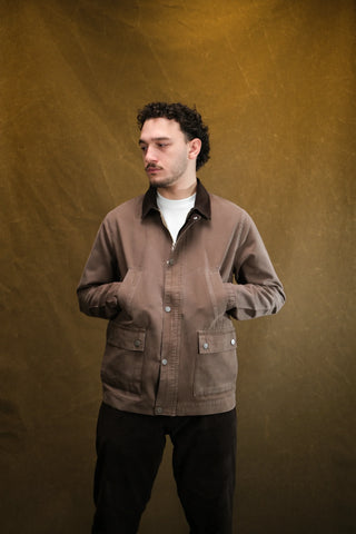 100% Cotton 4-Pocket Long Denim Jacket with Corduroy Collar