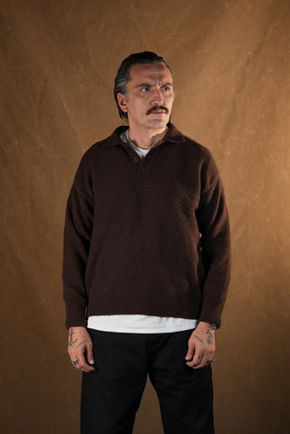 Brushed Polo Collar Knit Sweater