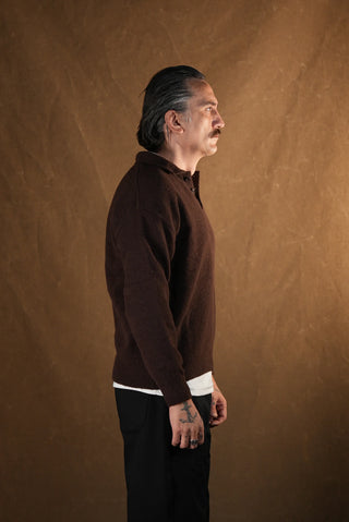 Brushed Polo Collar Knit Sweater