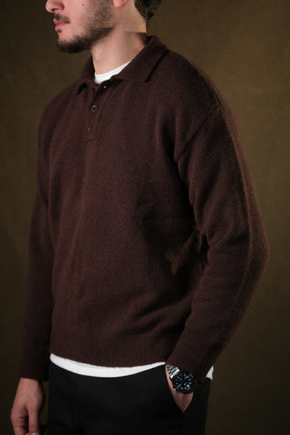 Brushed Polo Collar Knit Sweater