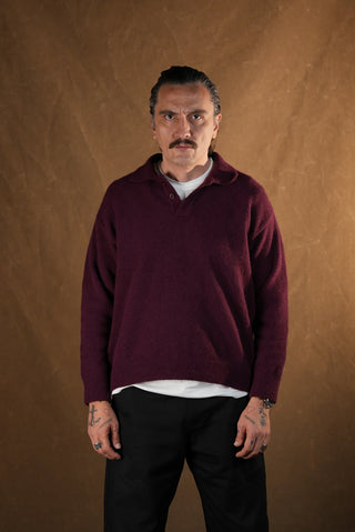 Brushed Polo Collar Knit Sweater