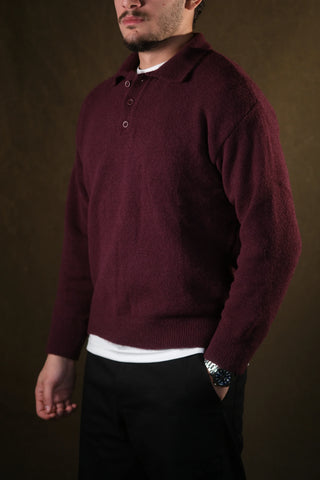 Brushed Polo Collar Knit Sweater
