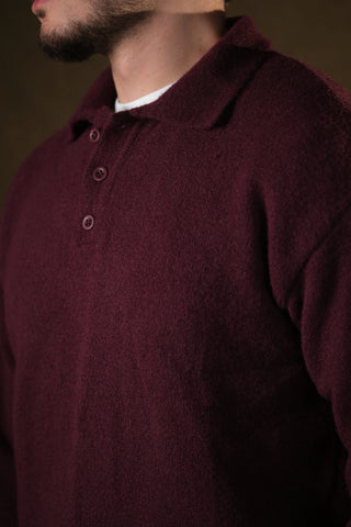 Brushed Polo Collar Knit Sweater