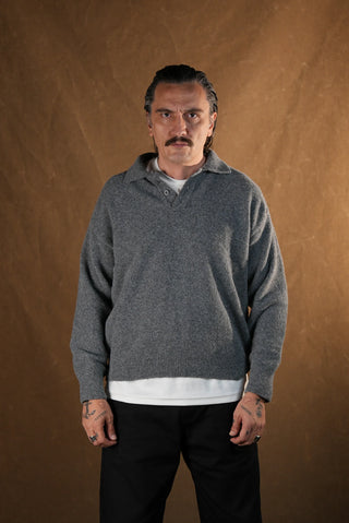 Brushed Polo Collar Knit Sweater