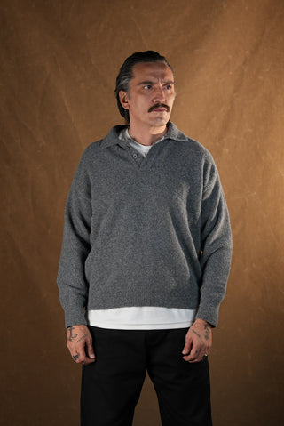 Brushed Polo Collar Knit Sweater