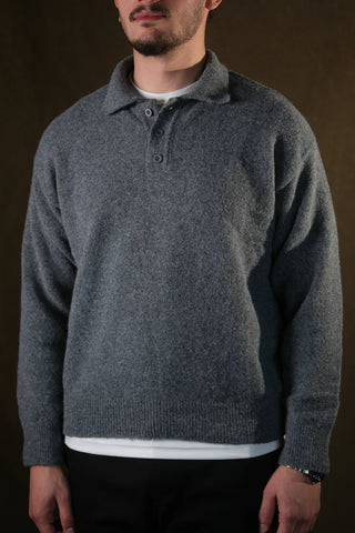 Brushed Polo Collar Knit Sweater