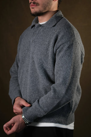 Brushed Polo Collar Knit Sweater