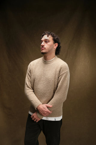 Bouclé Crew Neck Knit Sweater