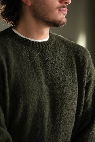 Bouclé Crew Neck Knit Sweater