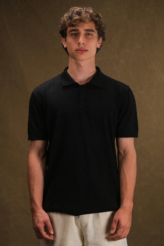 Buttoned Polo Collar Knit Men's T-Shirt | Regular Fit