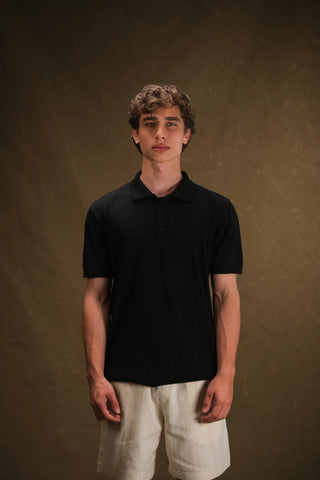 Buttoned Polo Collar Knit Men's T-Shirt | Regular Fit