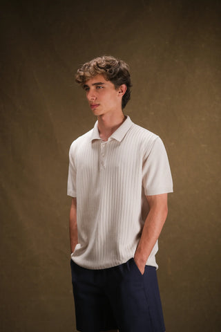 Buttoned Polo Collar Knit Men's T-Shirt | Regular Fit