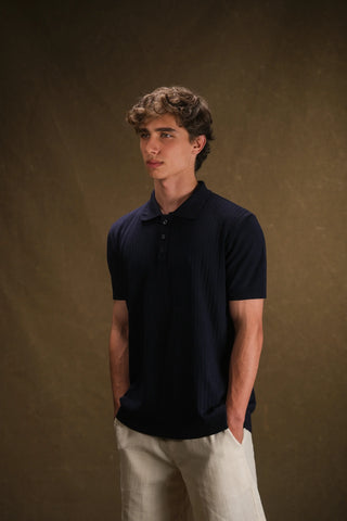 Buttoned Polo Collar Knit Men's T-Shirt | Regular Fit