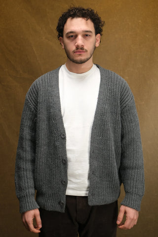 Cotton Heavy Knit V-Neck Cardigan