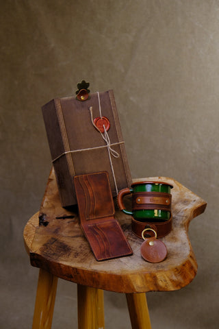 Enamel Mug, Wallet & Keychain Gift Set