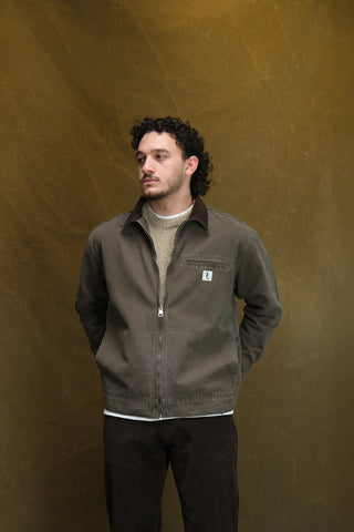 100% Cotton Zip-Up Denim Jacket with Corduroy Collar