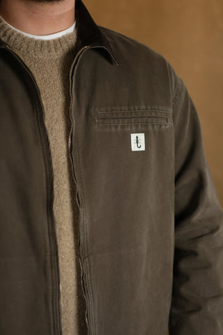 100% Cotton Zip-Up Denim Jacket with Corduroy Collar