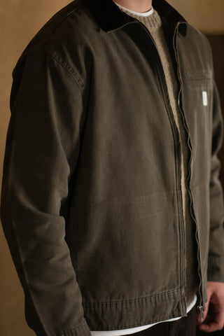 100% Cotton Zip-Up Denim Jacket with Corduroy Collar