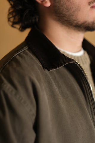 100% Cotton Zip-Up Denim Jacket with Corduroy Collar