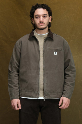 100% Cotton Zip-Up Denim Jacket with Corduroy Collar