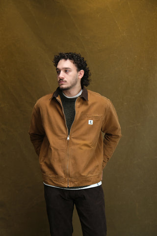 100% Cotton Zip-Up Denim Jacket with Corduroy Collar