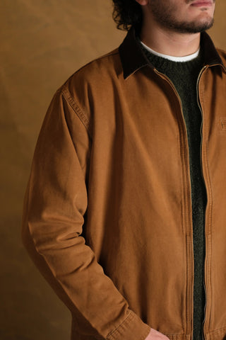 100% Cotton Zip-Up Denim Jacket with Corduroy Collar