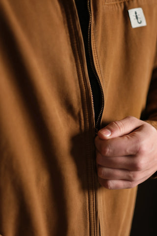 100% Cotton Zip-Up Denim Jacket with Corduroy Collar