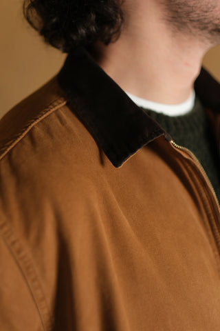 100% Cotton Zip-Up Denim Jacket with Corduroy Collar