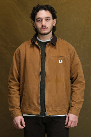 100% Cotton Zip-Up Denim Jacket with Corduroy Collar