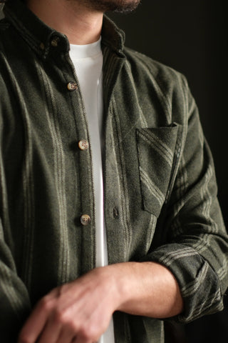 Heavyweight Striped Cotton Flannel Shirt