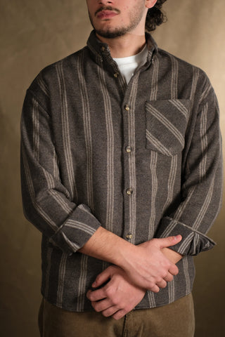Heavyweight Striped Cotton Flannel Shirt