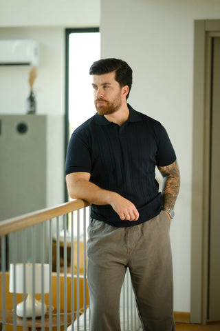 Polo Collar Knit Men's T-Shirt | Regular Fit