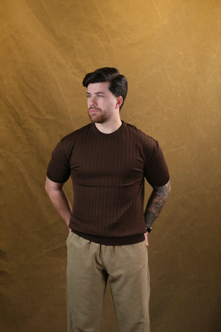 Striped Knit Men's T-Shirt | Crew Neck