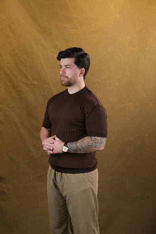 Striped Knit Men's T-Shirt | Crew Neck