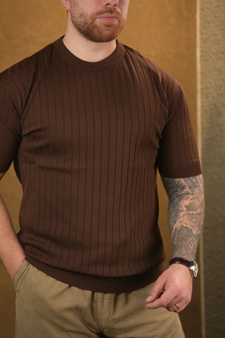 Striped Knit Men's T-Shirt | Crew Neck