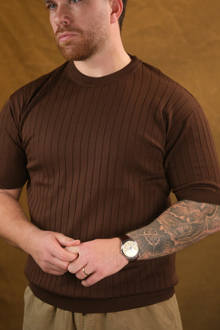 Striped Knit Men's T-Shirt | Crew Neck