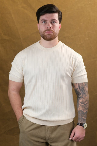Striped Knit Men's T-Shirt | Crew Neck