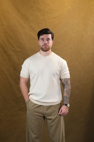 Striped Knit Men's T-Shirt | Crew Neck