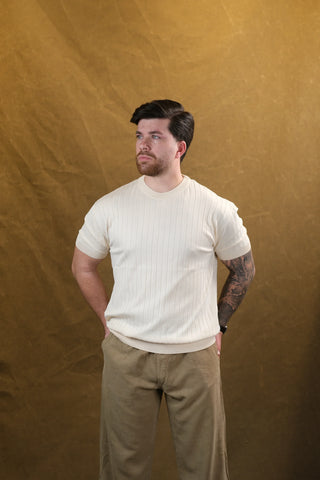 Striped Knit Men's T-Shirt | Crew Neck