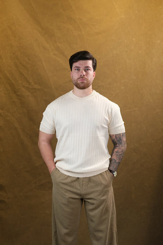 Striped Knit Men's T-Shirt | Crew Neck