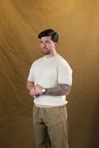 Striped Knit Men's T-Shirt | Crew Neck