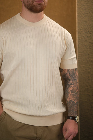 Striped Knit Men's T-Shirt | Crew Neck