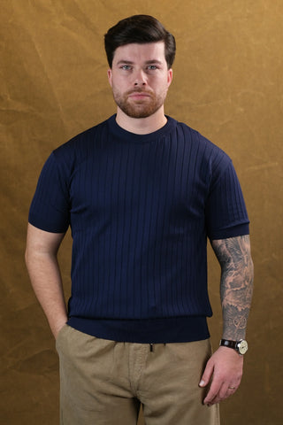 Striped Knit Men's T-Shirt | Crew Neck