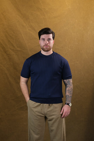 Striped Knit Men's T-Shirt | Crew Neck