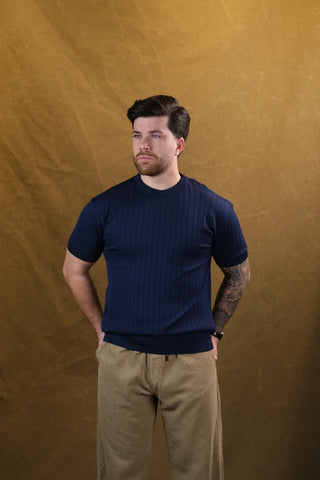Striped Knit Men's T-Shirt | Crew Neck