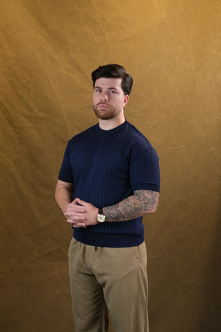 Striped Knit Men's T-Shirt | Crew Neck