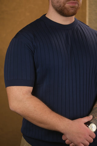 Striped Knit Men's T-Shirt | Crew Neck