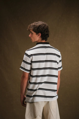 Striped Polo Collar Knit Men's T-Shirt | Regular Fit